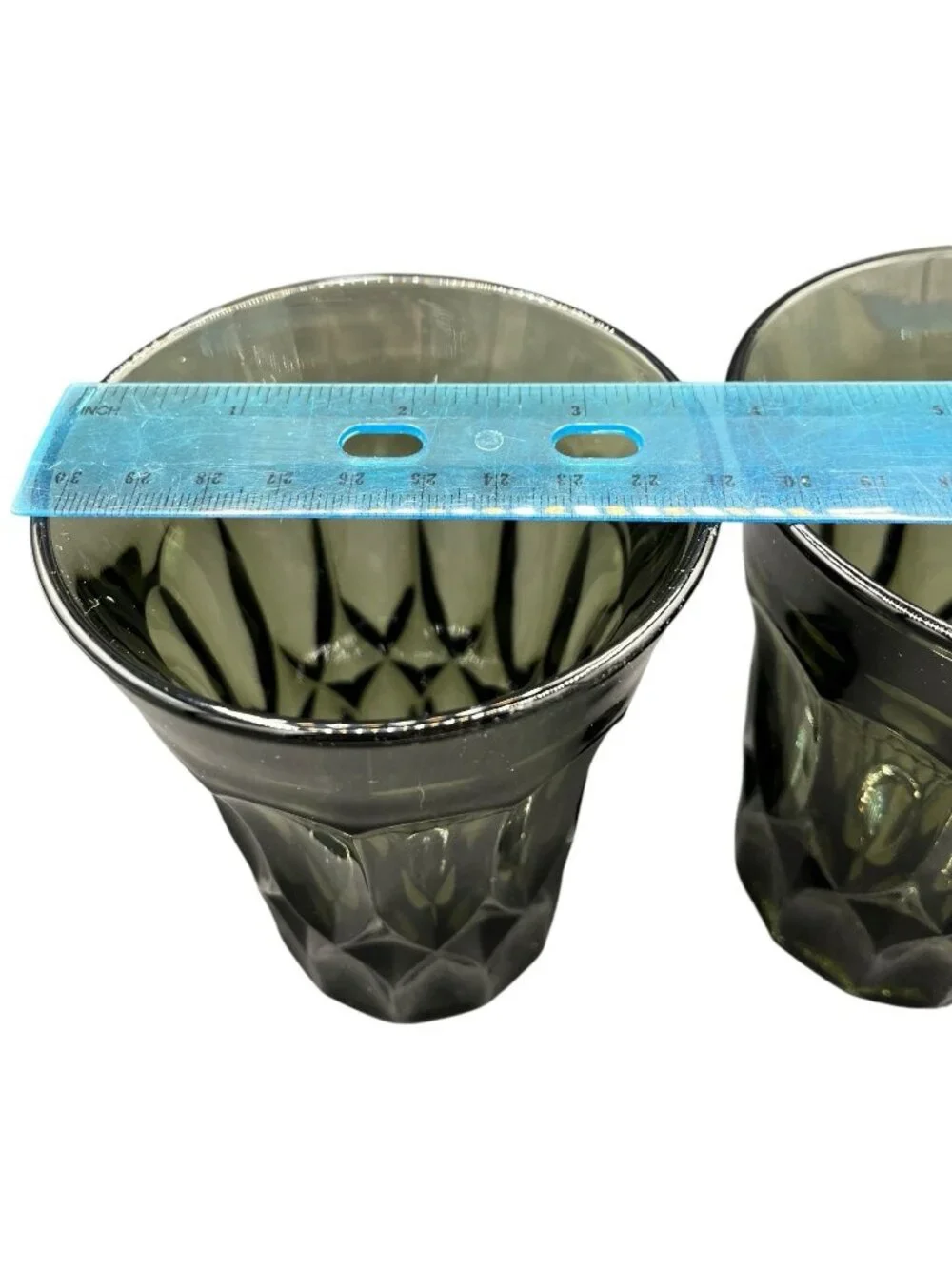 Vintage Noritake Perspective Smoky Olive Green Glass Tumblers Set of 2